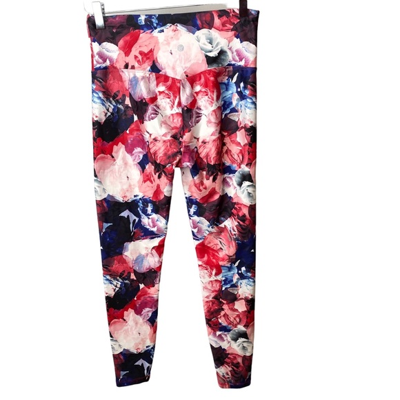 Bally Total Fitness Pink Red Floral 7/8 Compression Leggings Small - Picture 4 of 9